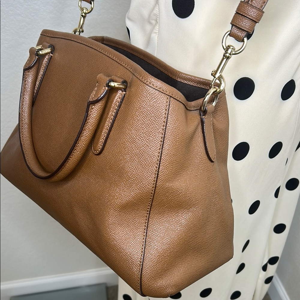 Coach Margot Carryall Crossbody Bag Pebbled Leather Brown Tote Satchel / Strap - Picture 12 of 17